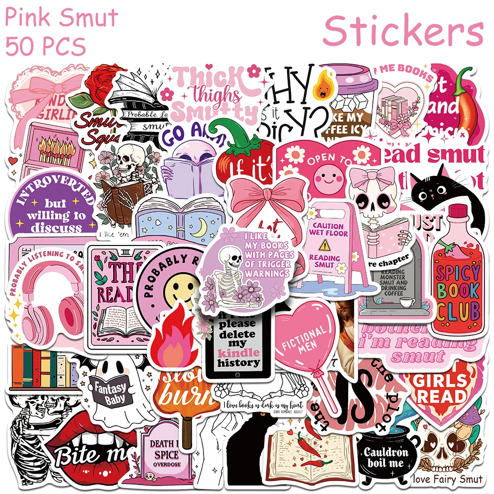 50pcs Pink Smut Stickers Decals For Phone Suitcase Skateboard Notebook Helmet DIY Aesthetic Waterproof Stickers Creative Gifts