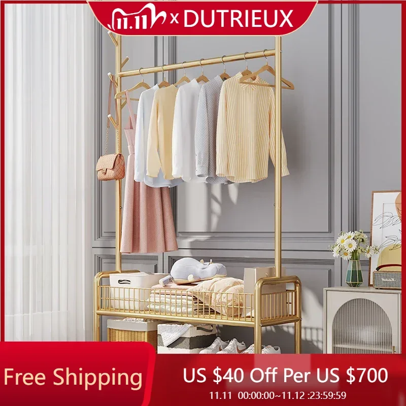 

Industrial Outdoor Clothes Rack Rolling Hotel Coat Metal Clothes Hanger Stand Rail Perchero Multifuncional Home Eccessories