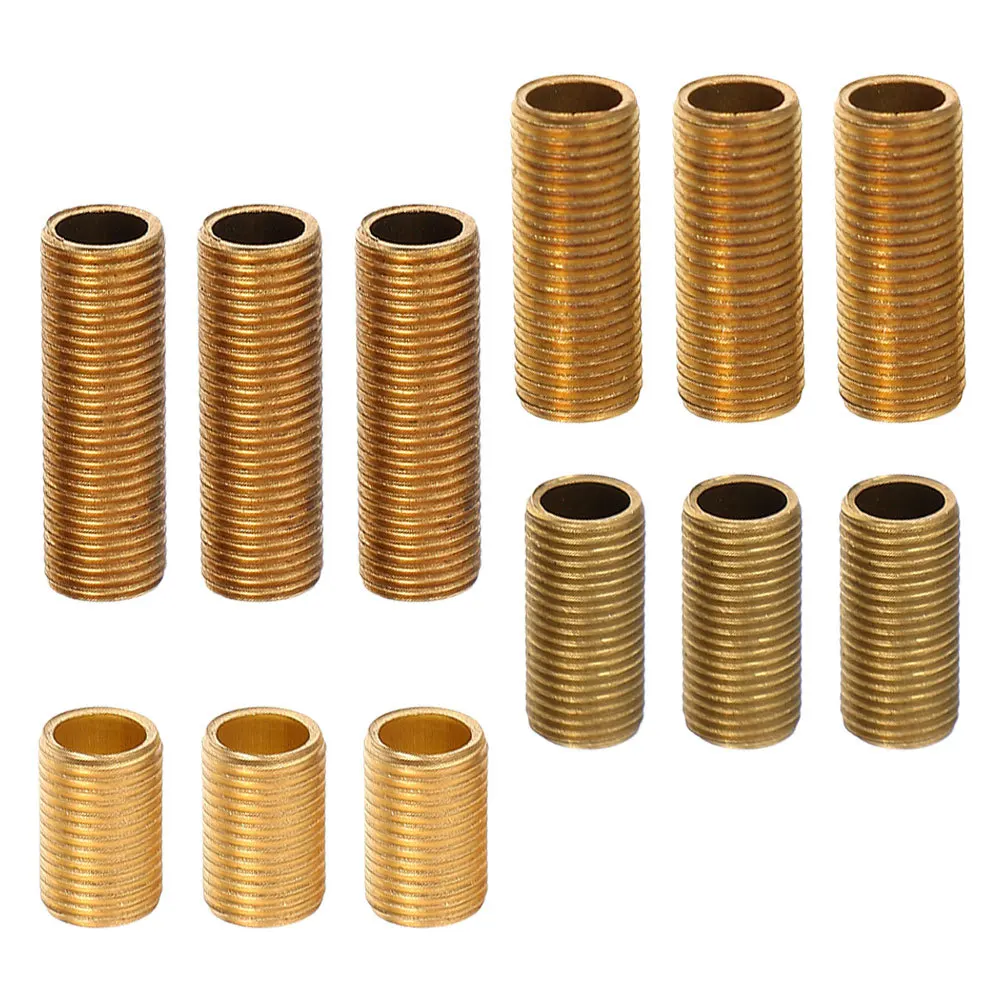 

12Pcs Brass Hollow Lamp Rod Threaded Connectors for DIY Lighting Fixtures Repair Hardware Stem Nipples Coupling Parts