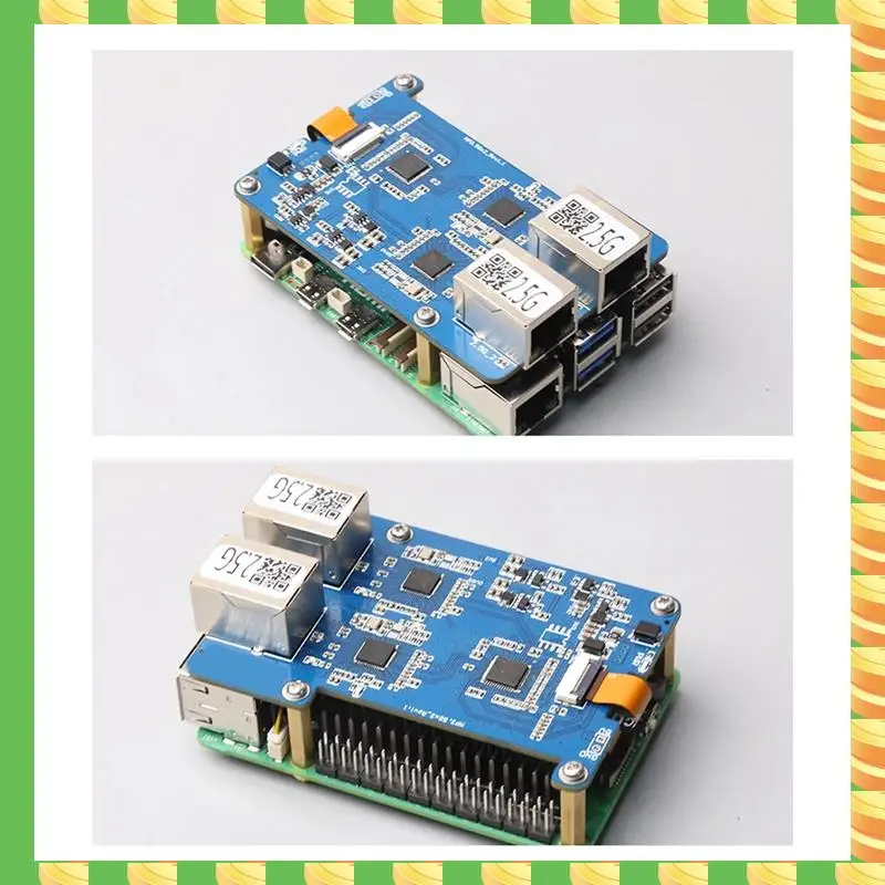 

AB53 MP2.5GD для Rasbperry Pi 5 PCIE к двойному 2,5G Ethernet HAT RTL8125 Плата расширения Синяя печатная плата Поддержка Rpi OS и Ubuntu