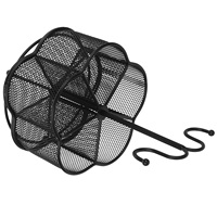 Plum Blossom Mesh Pen Holder with Hook Black Desk Metal Pencil Holder Organizer for Student Stationery Storage Solution