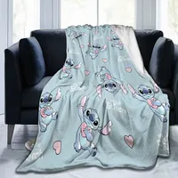 Cute Stitch Heart Love Blankets Cartoon Flannel Throw Blanket Home Couch Decoration Ultra-Soft Warm Bedsprea