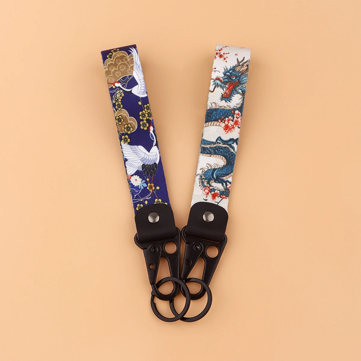 Crane Car Keychain Koi Fish Key Rings Dragon Jewelry Artistic Men Women Lanyard Motorcycle Accessories Gifts For Friends