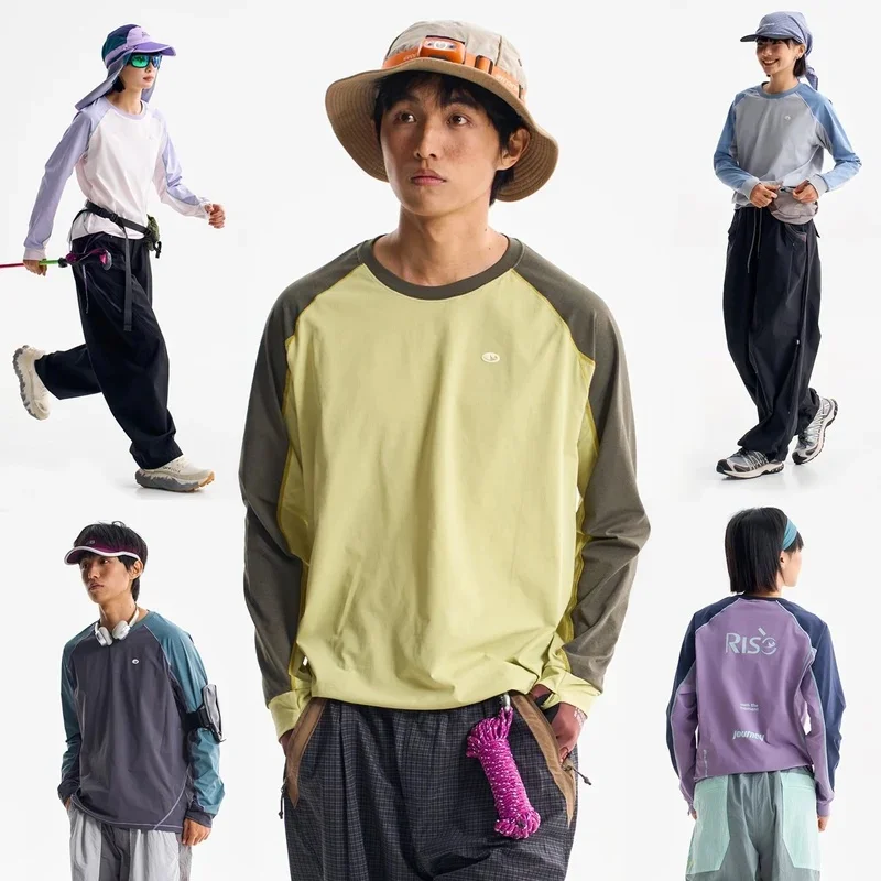 Men Women Outdoor Sport Quick Dry Long Sleeve Loose Casual T-shirt Couple Track Techwear T Shirt Cityboy Streetwear Tshirt