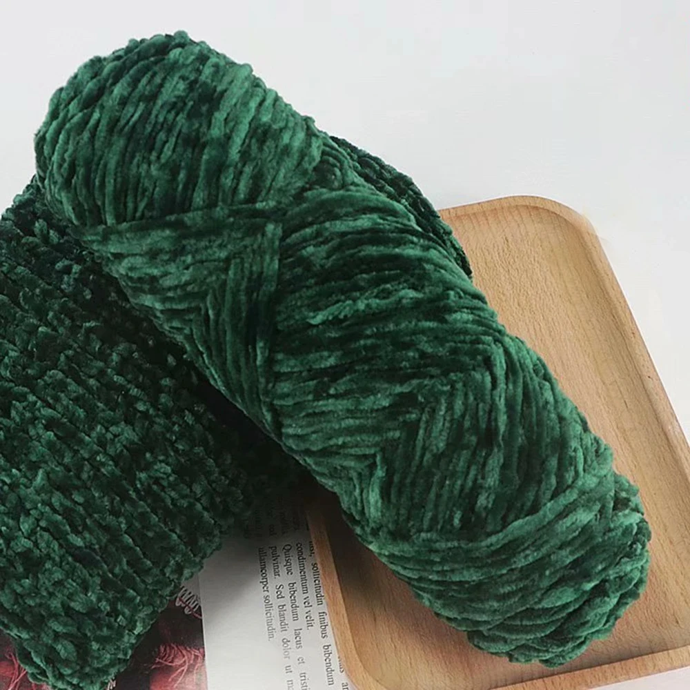 95 g Chenille-weiches Samtgarn, gemischte Strickwolle, gehäkelt, handgefertigt, Schal, Mantel, Babydecke und Mütze