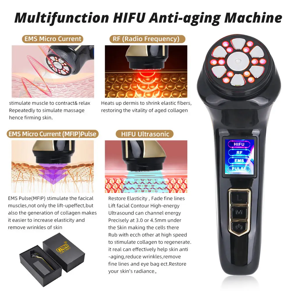 4 em 1 face lift rf ems pulso dispositivo de beleza uso doméstico pescoço levantamento & instrumento de cuidados com a pele anti-rugas rosto massageador
