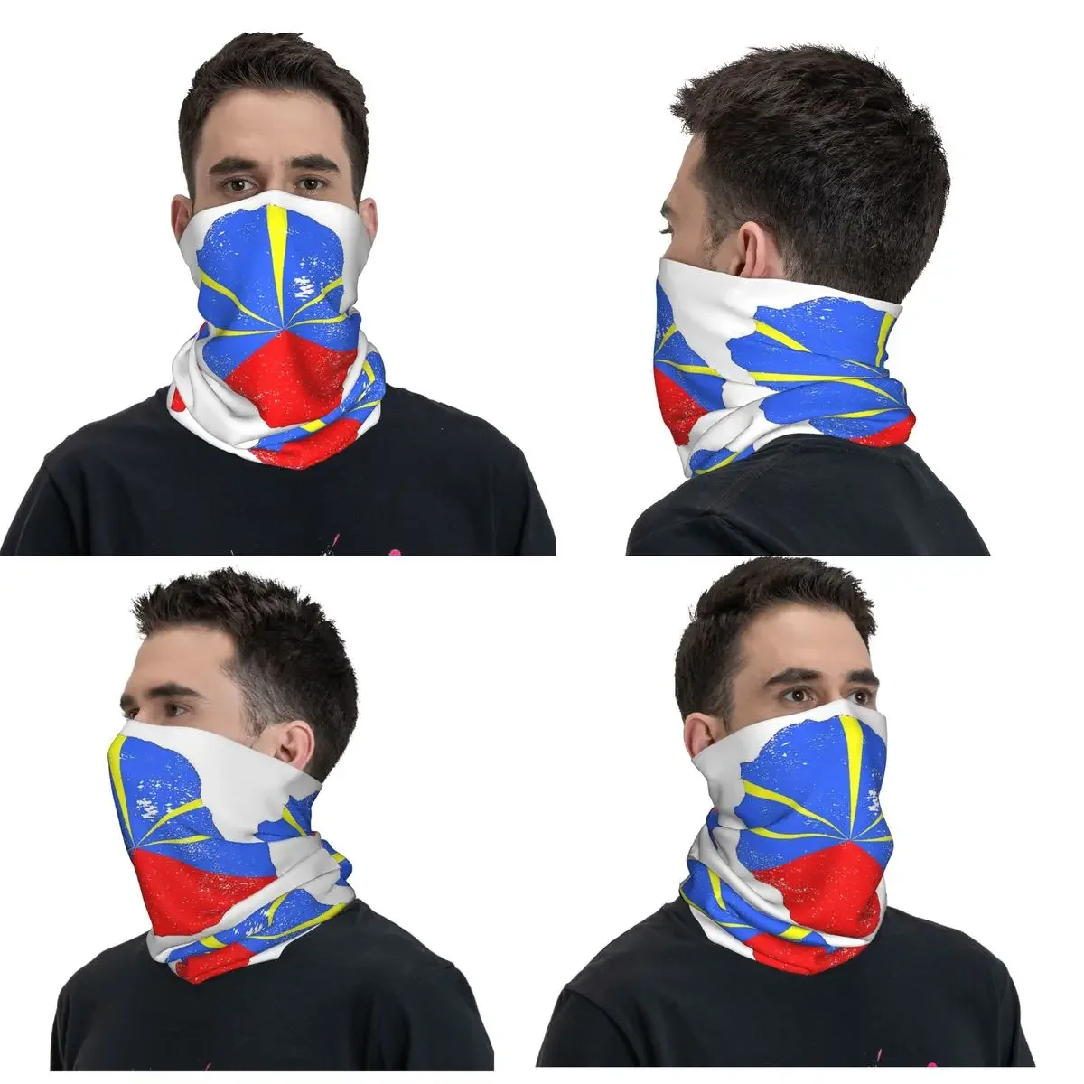 974 Reunion Island Flag Bandana Neck Gaiter Printed Mask Scarf Warm Balaclava Outdoor Sports For Men Women Adult Washable