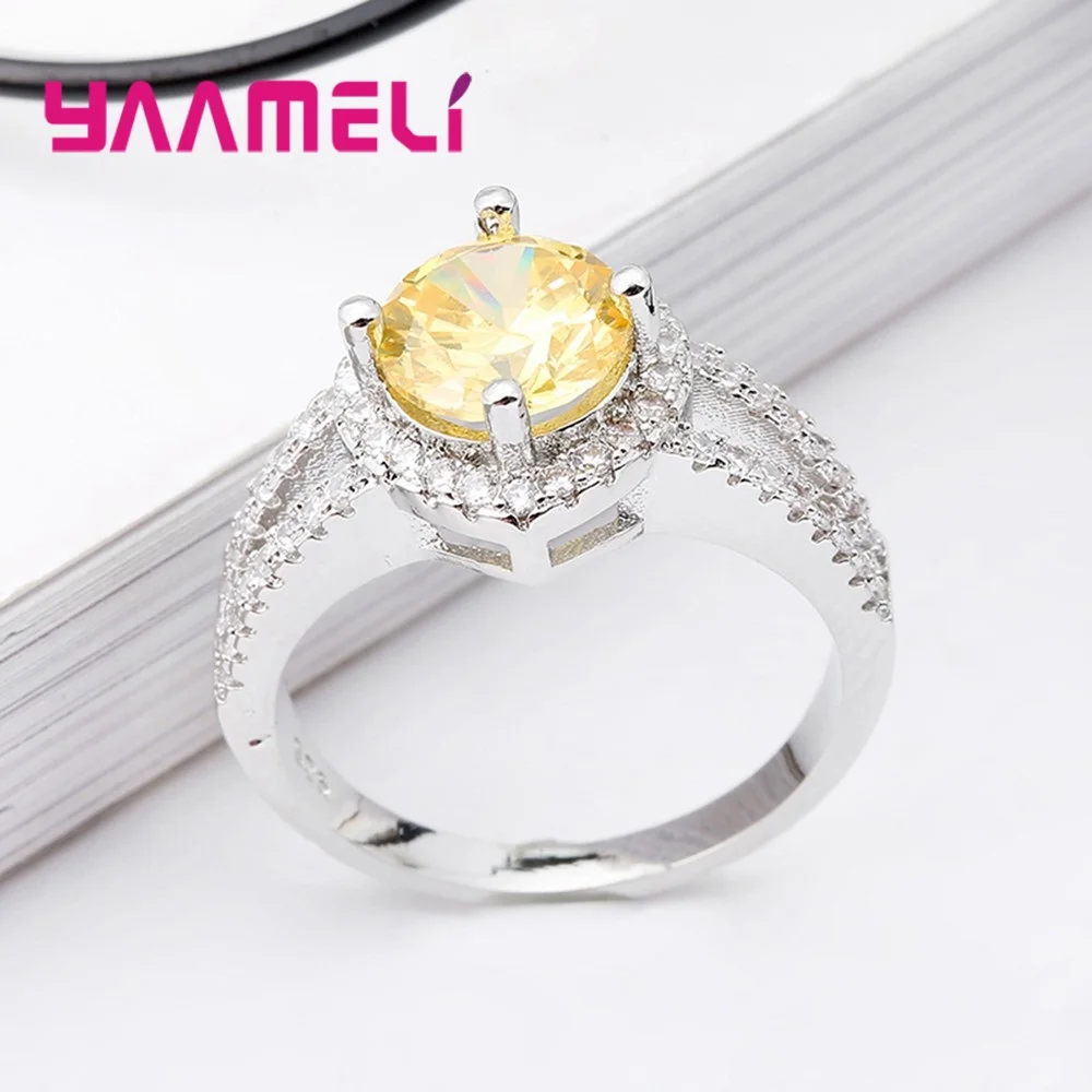 New Rings For Women Purple Yellow Austrian Crystal 925 Sterling Silver Wedding Ring Jewelry Cubic Zircon Anillos Femme