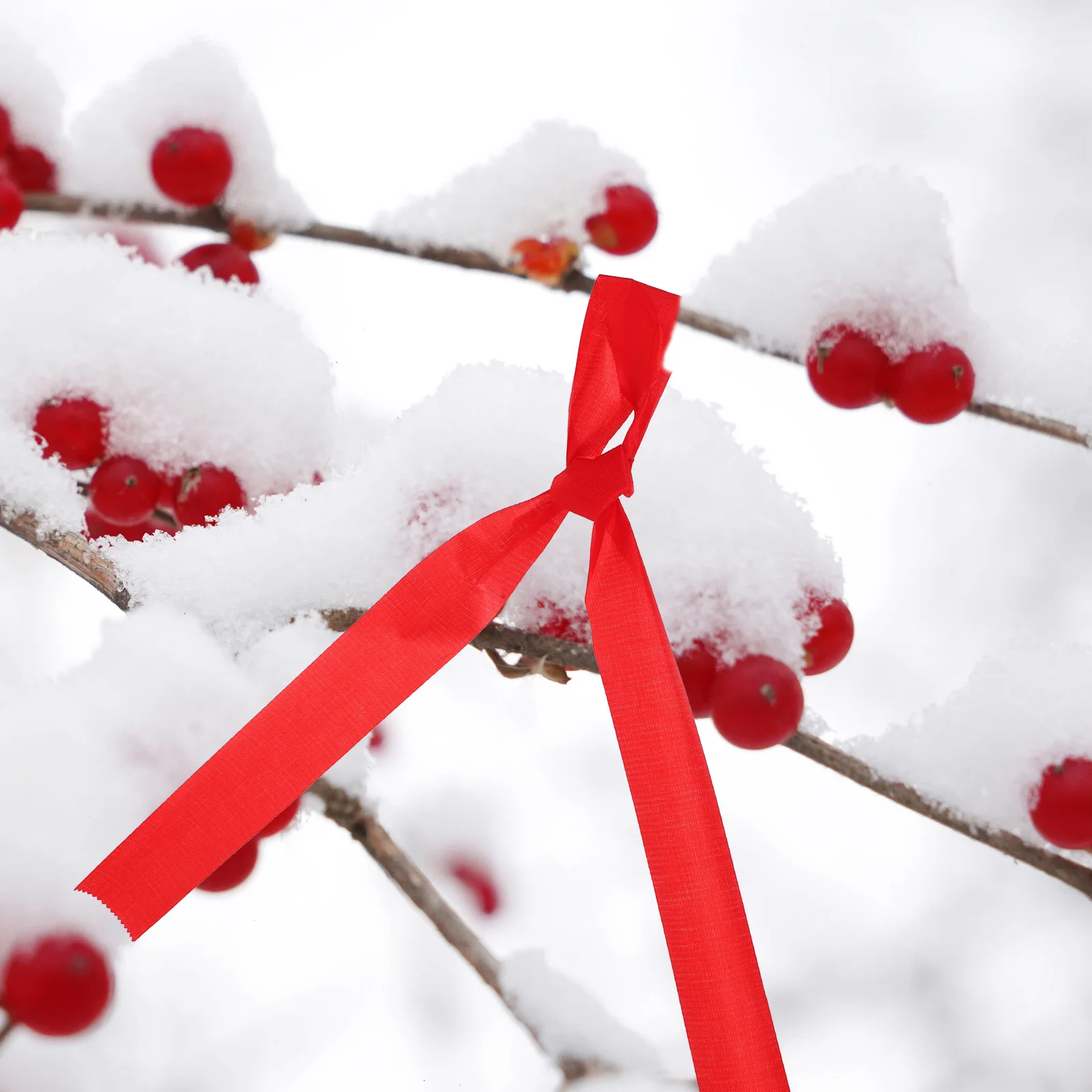 

100Pcs Blank Wishing Ribbon Vibrant Red Silky Blessing Ribbon for Chinese Theme Festival Decorations Temple Wedding Party