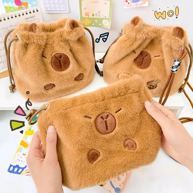 Capibala Plush Cosmetic Pouch Packing Supplies Cute Capibala Large Capacity Pouch Storage Bag Makeup Bag Kids Gifts 파우치