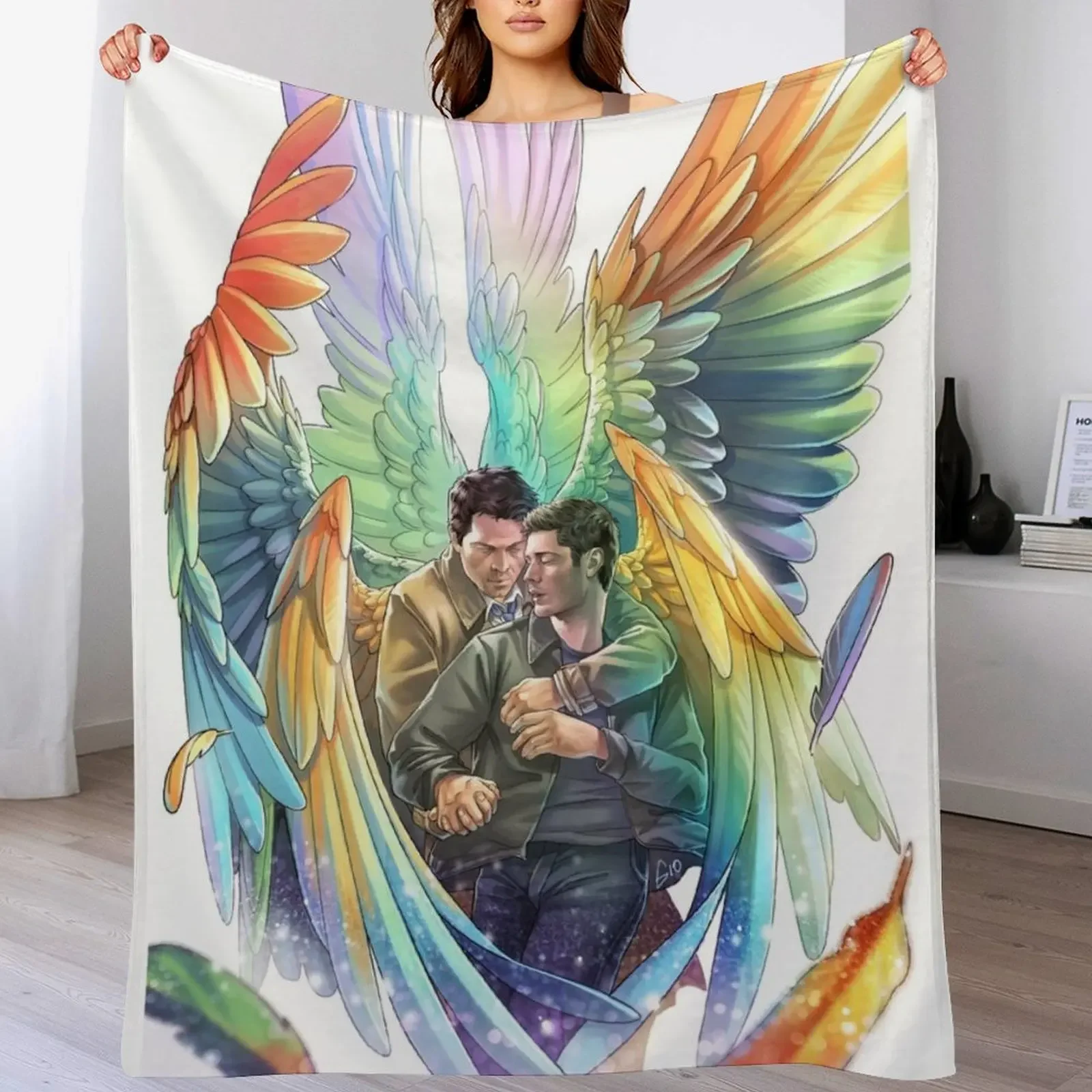 

Destiel Rainbows Throw Blanket All Season Lightweight Soft Blanket for Bed