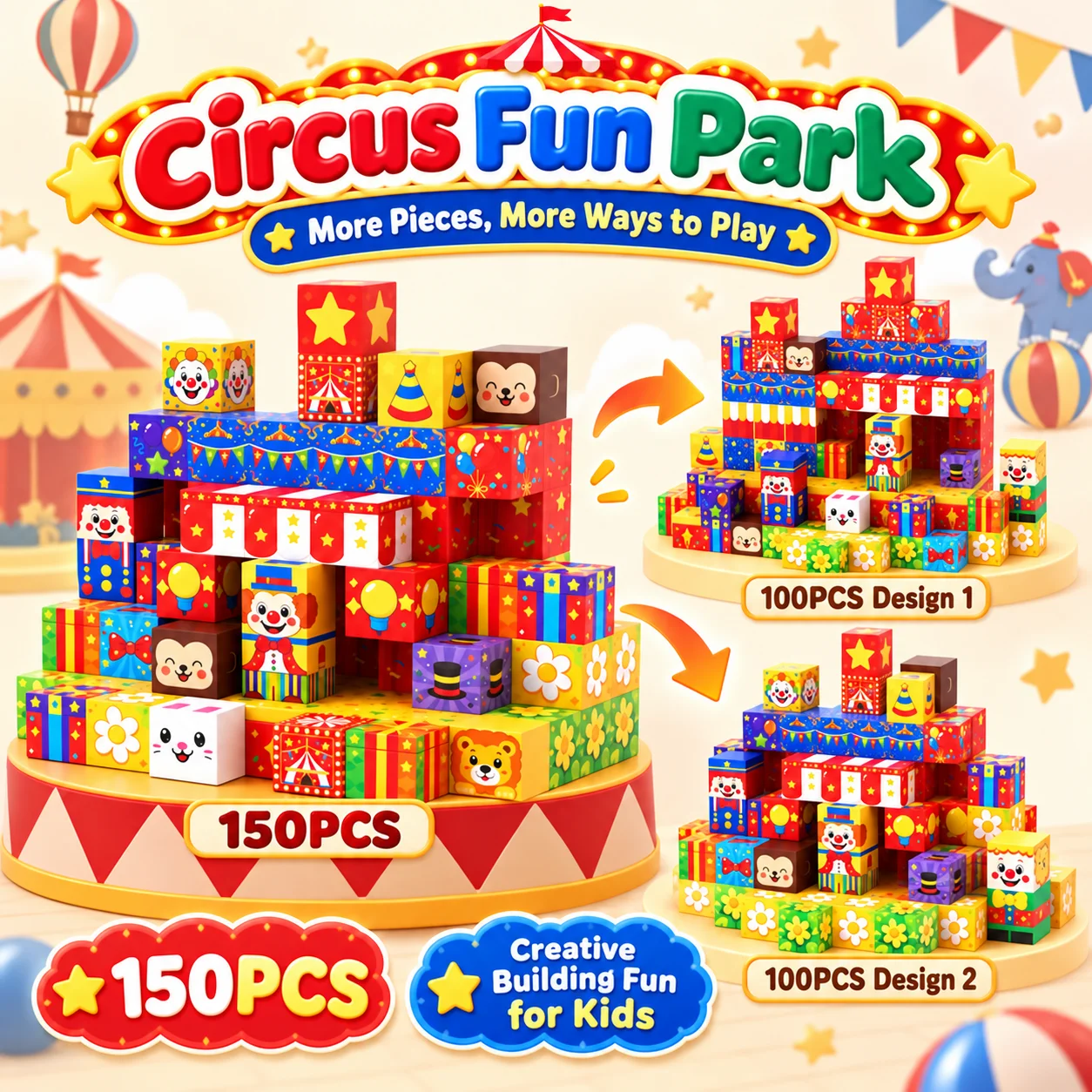 Clown Wonderland Magnetic Building Blocks Circus Birthday Gift for Children STEM Montessori Sensory Magnet Cubes for Kids Toy view 4