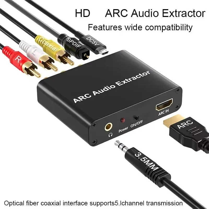 HDMI‑compatible ARC Audio Extractor 192KHz Digital SPDIF Coaxial to RCA 3.5mm L/R Stereo Adapter