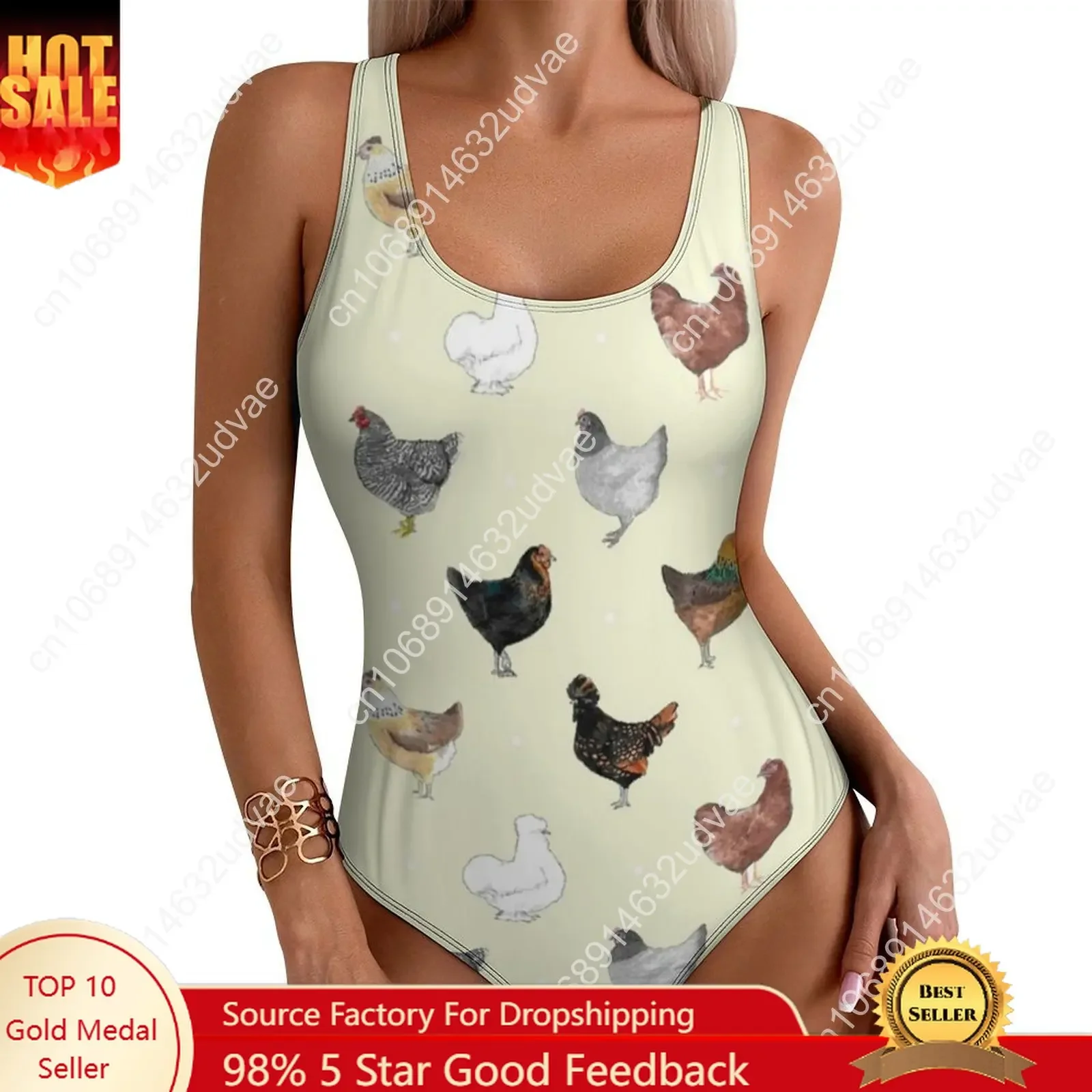 

Various Chicken Swimsuit Sexy Cute Animal Print One Piece Swimwear Push Up Swimsuits Trend Holiday Swim Monokini