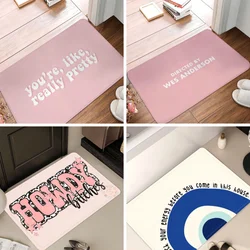 Slogan Graphic Mat Anti Slip Welcome Entrance Doormat Kitchen Bath Floor Decor Rug Washable Carpet for Home Bedroom Decoration