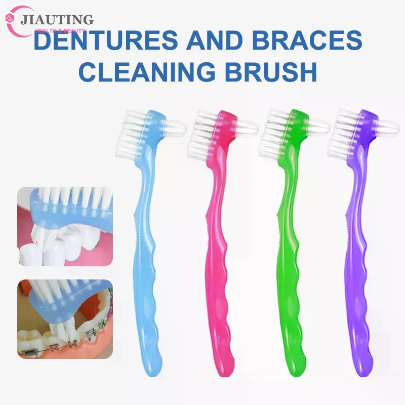 

1/5 шт. Двусторонняя зубная щетка для протезов, невидимых брекетов, для мужчин и женщин, щетка для чистки искусственных зубов, инструменты для гигиены полости рта