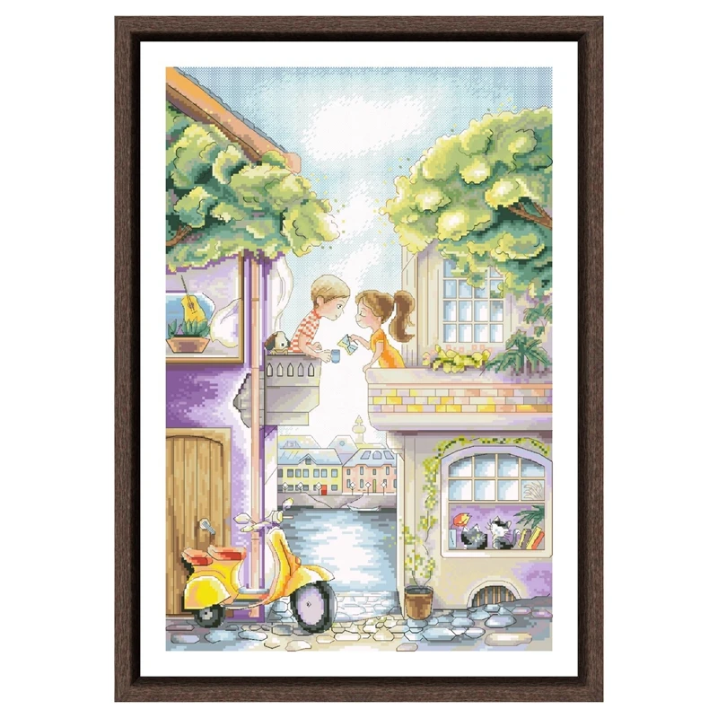 Love in the morning cross stitch kits aida fabric 18ct 14ct 11ct unprint canvas cotton thread embroidery kits DIY craft set