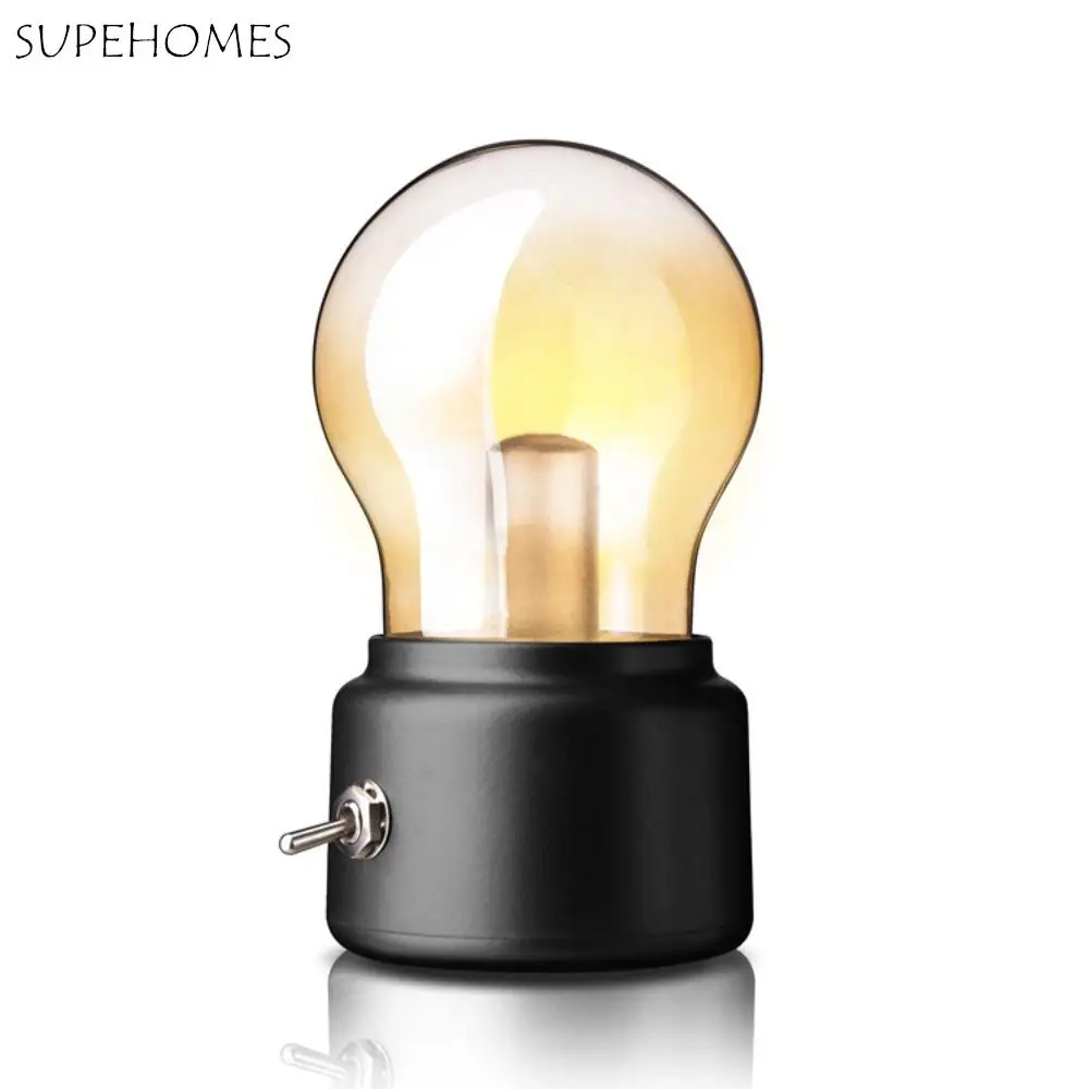 

Simple Glass Lampshade Night Light Cordless Operation Flame Tip Design Bulb Lemp LED Decorative Bulb Desk Lamp Christmas