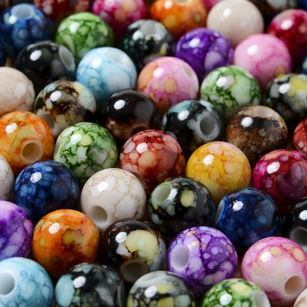 8mm rissige Perlen Acryl lose Abstands perlen für Schmuck herstellung hand gefertigte DIY Perlen Armband Ohrring Schmuck Materialien