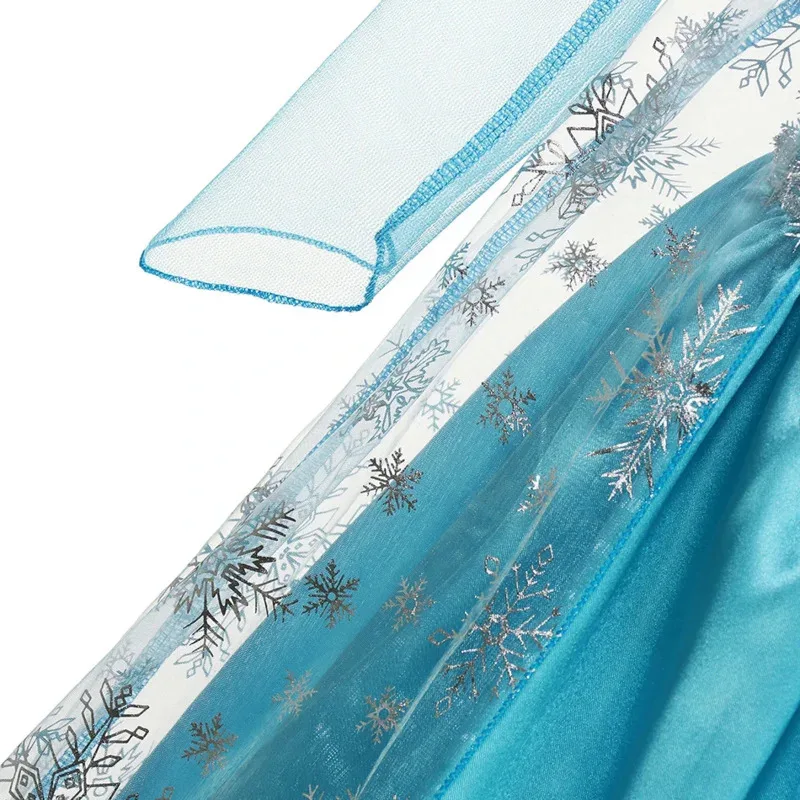 Girls Elsa Princess Dresses Carnival Party Gown Cloak Children Birthday Cosplay Costume Frozen Dress Kids Snow Queen Clothes2024