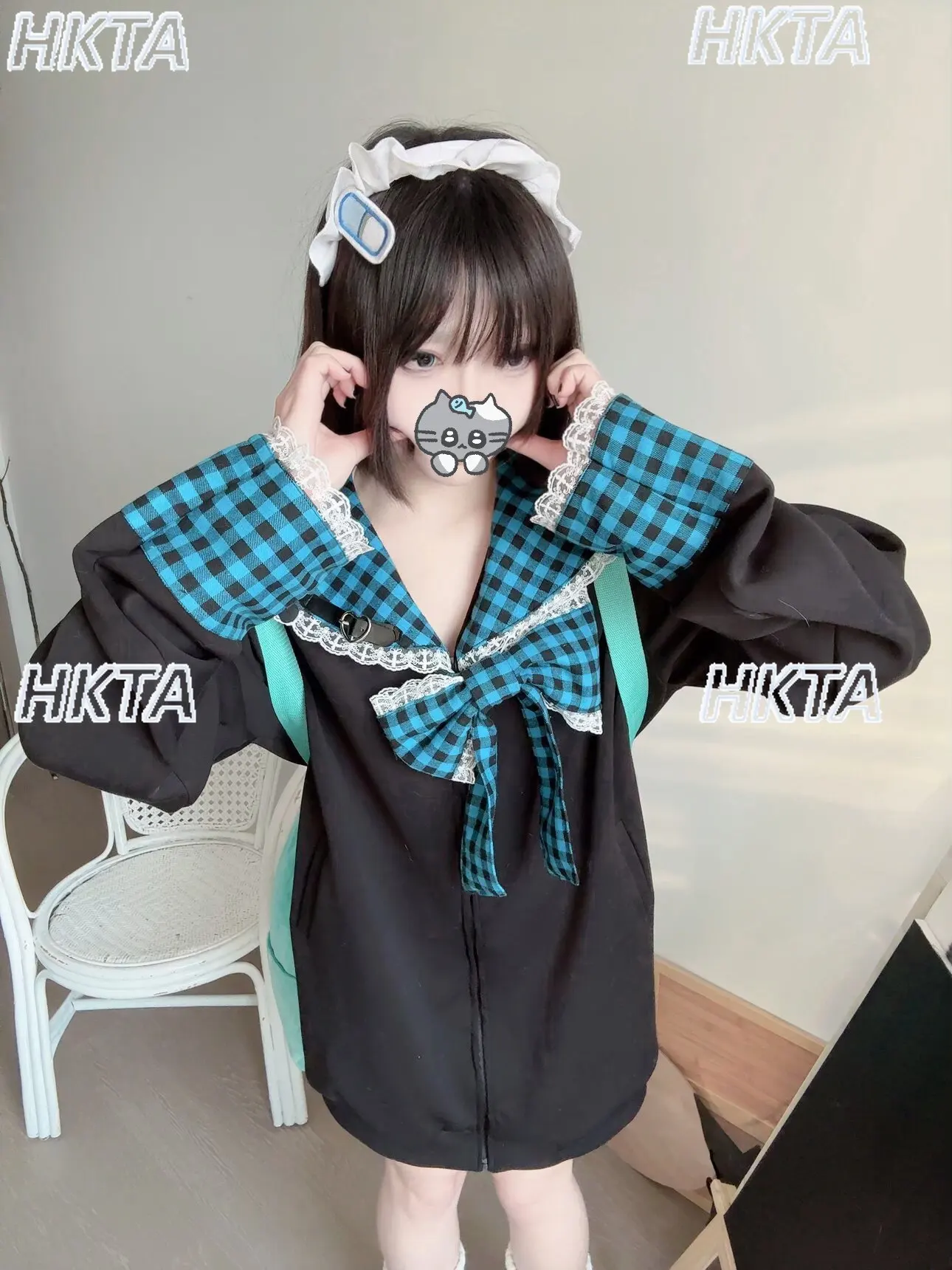 Japanese College Contrasting Sweatshirts Plaid Laced Loose Hoodie Jacket Subculture Y2k Autumn Sweet Cool Long Sleeve Coat Women