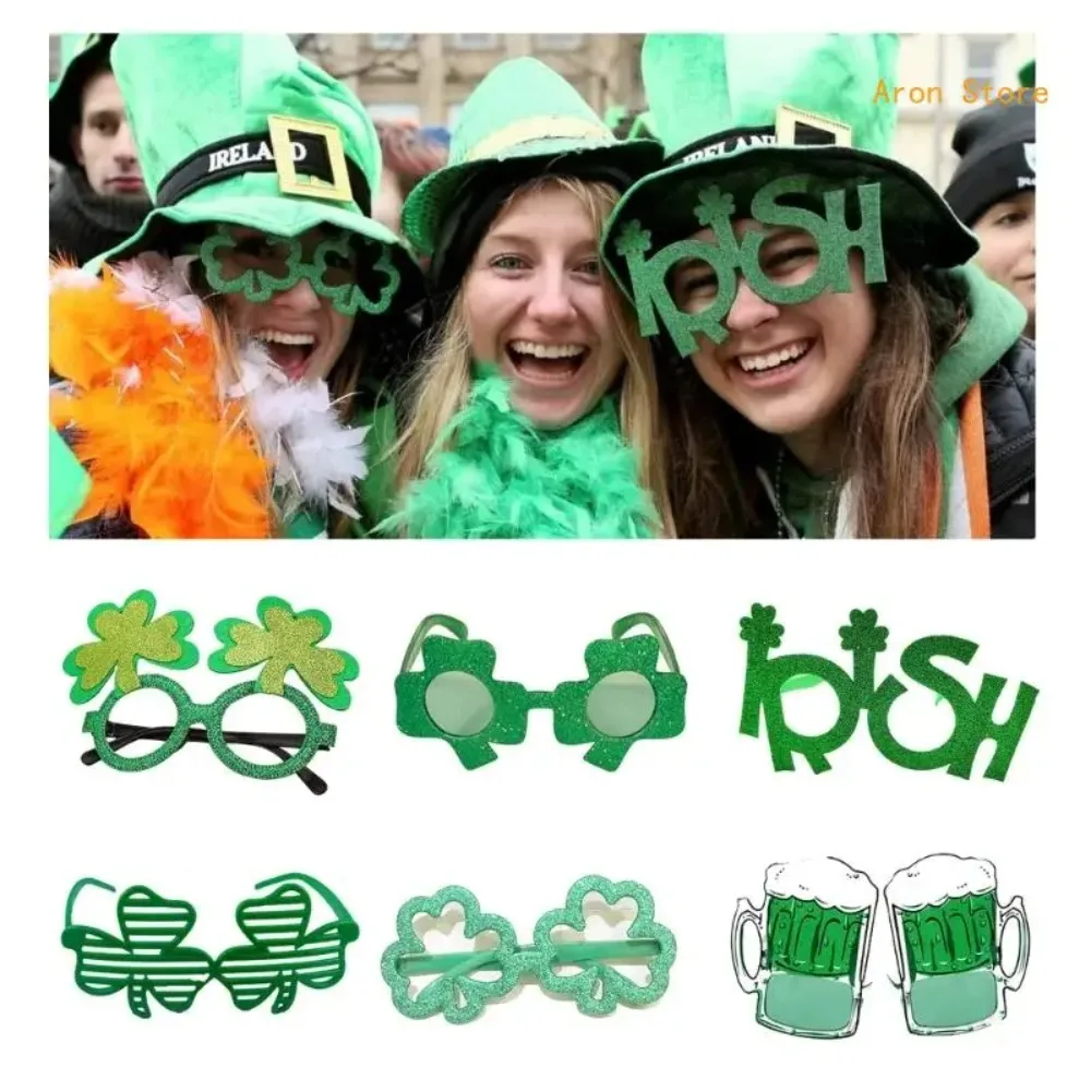 Patricks Day Celebration Clover Glasses St. Patrick’s Day Funny Beer Glasses Party DIY Decor Irish Festival Series