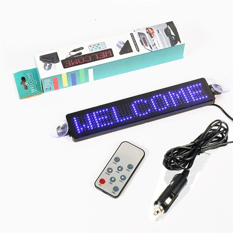 12V Car LED Programmable Sign Board Message Scrolling Moving Advertising Display LED Screen  Panel 23cm x 5cm x 1cm