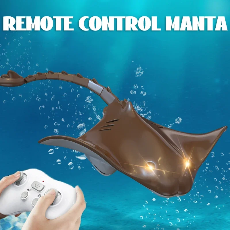 Rc Boat Remote Control Shark Fish Manta Toy 2.4G Pool Waterproof Animal Manta Ray Toy Simulation Children's Water Toy for Kids