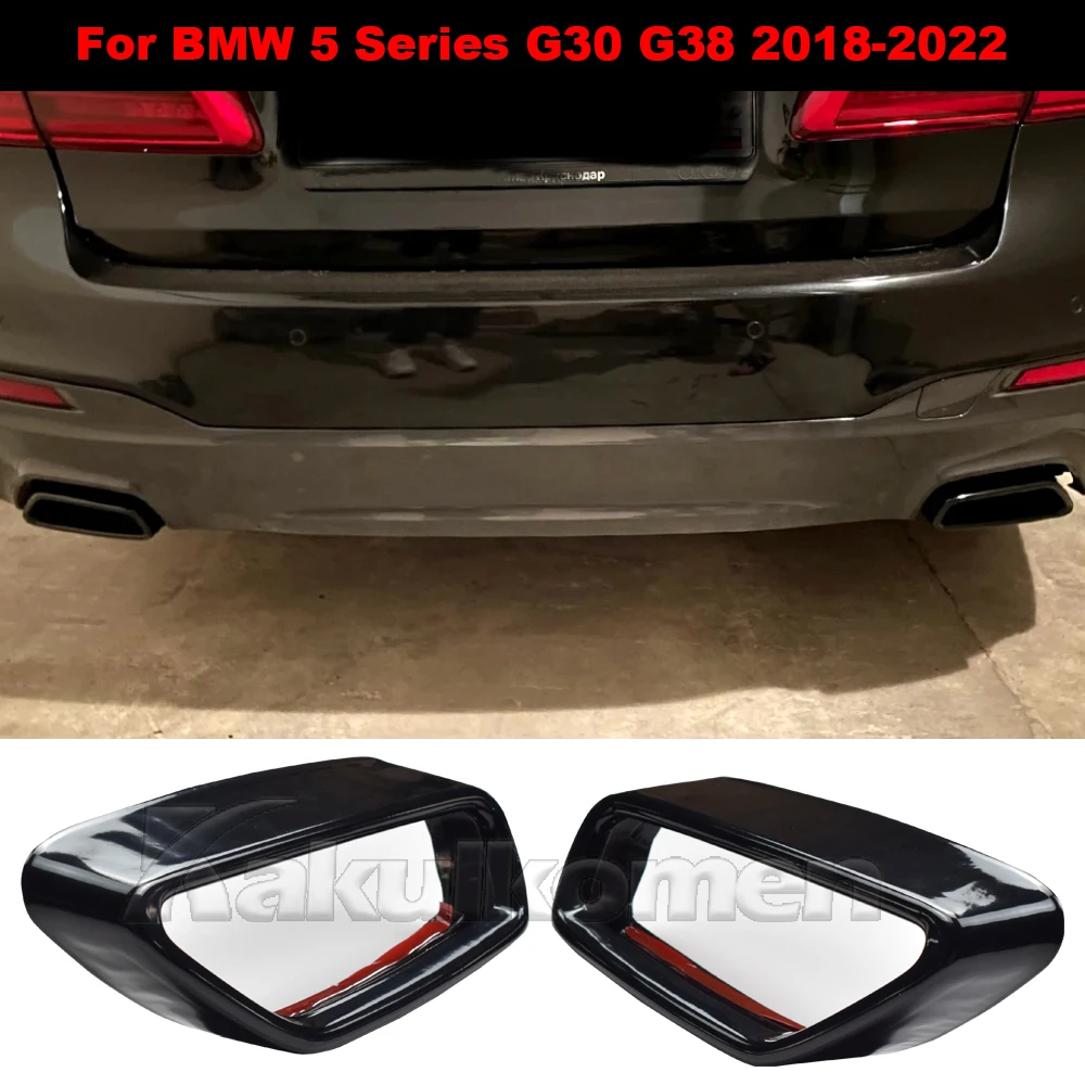 Für BMW 5er Serie G30 G31 2018-2021 Edelstahl Schwarz Auspuffrohr-Abdeckung Aufkleber Außenmodifikation Auto-Zubehör – Detail 2