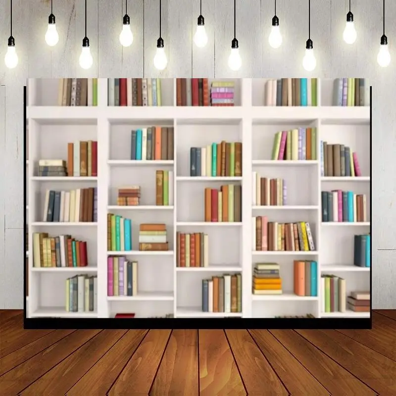 Bookshelf Party Backdrop Wall Photozone Photo Background Minimalist Birthday Decoration Bookcase Office High-Definition Supplies