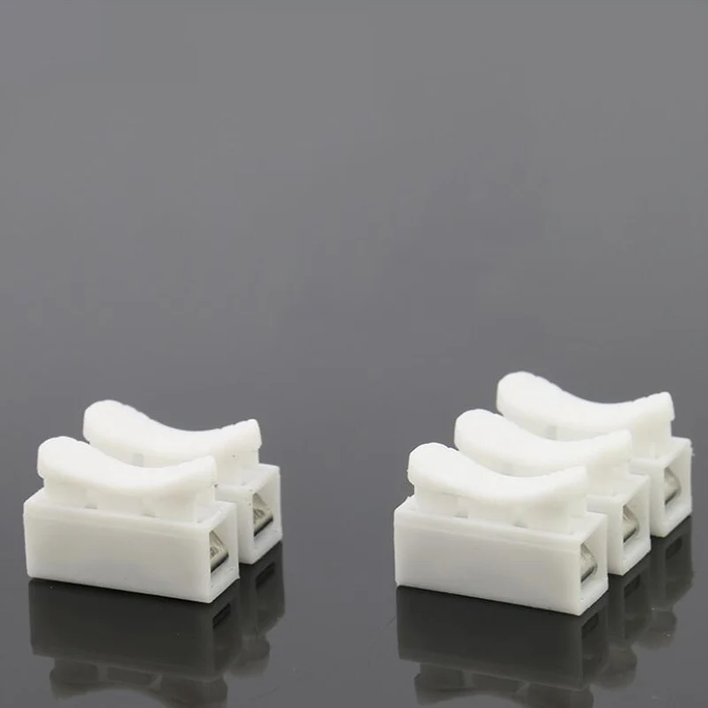 10PCS CH-2 CH-3 Wire Terminal cable Connector 2Pins 3pin Voltage 250V Wiring Block Splice Lock Electrical White Color