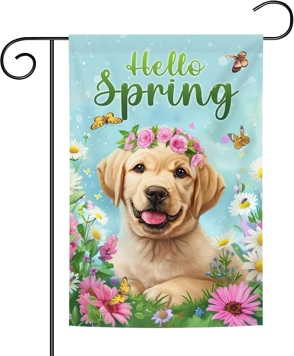 Hello Spring Garden Flag Double Sided 12 x 18 Inch Yard Flag, Small garden flags for outside, Christmas Seasonal Flag for Ou uui