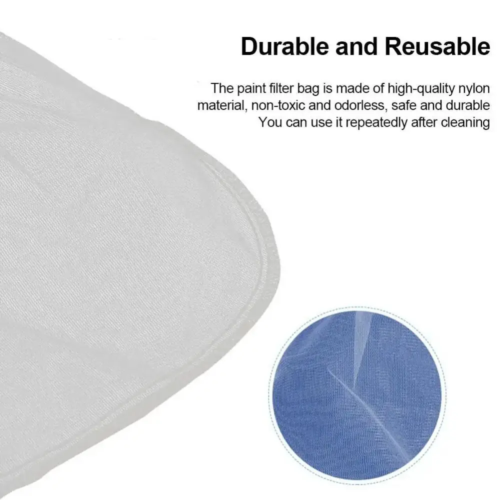 5Pcs New Top Opening Paint Strainer Bags Dacron Fine Mesh Paint Screen Net Home Decoration White Filter Bag