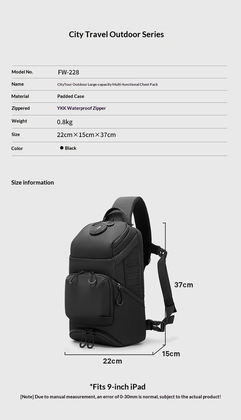 Bolso Bandolera Impermeable BANGE con Múltiples Bolsillos, Transpirable y Ergonómico, para el Uso Diario y Aventuras al Aire Libre