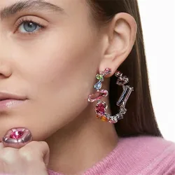 Big Hoop Earrings For Women 2025 Luxury Rhinestone Crystal Round Earring Charming Shiny Party Earrings Jewelry Accessories