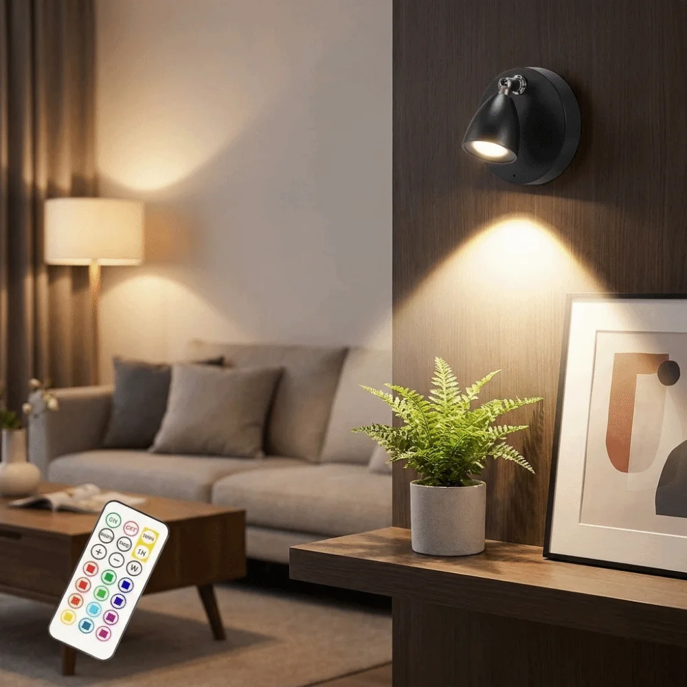 Magnetic Suction Magnetic LED Spotlight Dimmable Rotatable Head Wireless Night Light Battery Operated 13 Colors Wall Lamp