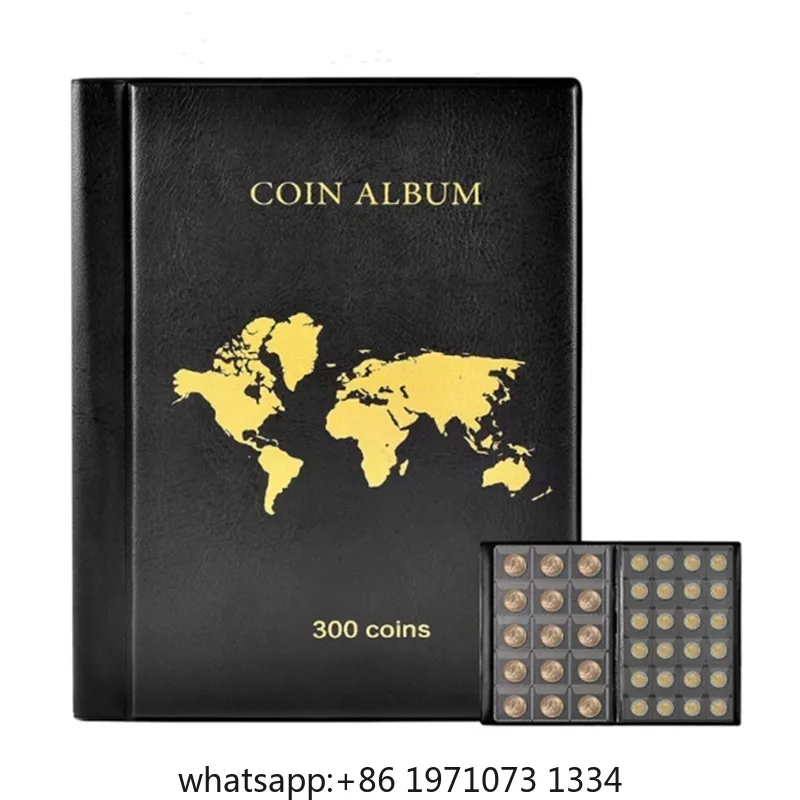 Coin Collection Holder Book for Collectors 300 Pockets Transparent PVC Penny Collection Album Display for 25mm/0.98 Inch Coin