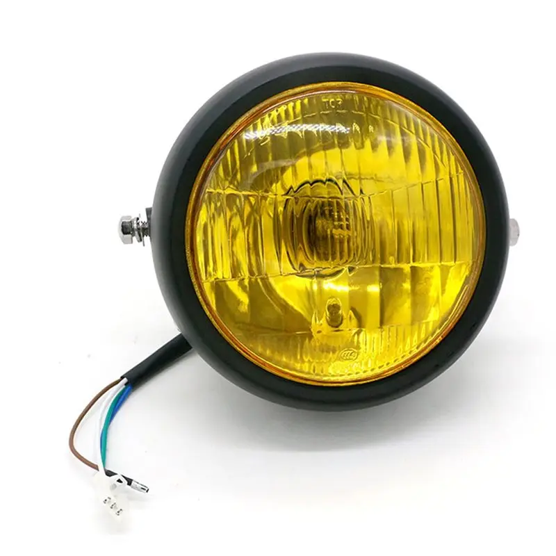 A11M-For Honda Cg125 Gn125 Cafe Racer Bobber Custom Black Metal Retro E4 Halogen Front Headlight Motorcycle