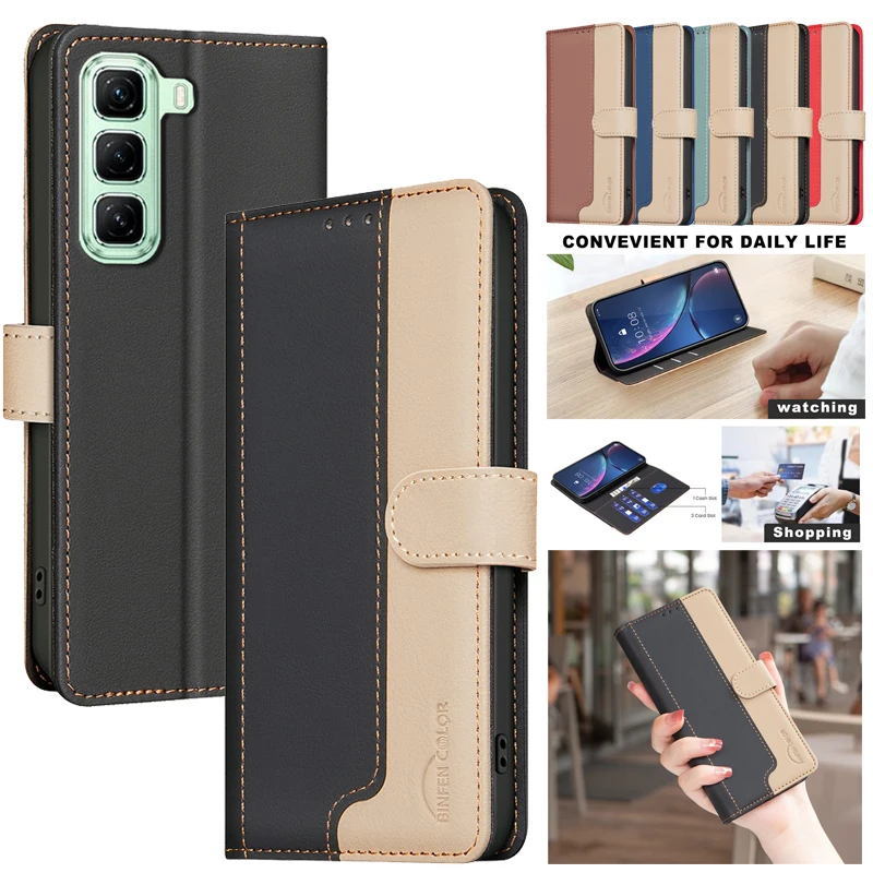 Cover Phone Case For Infinix Hot 50 Note 40 Pro Plus 5G Hot50 4G X6720 2024 Wallet Skin Friendly Magnetic Flip Leather Cases