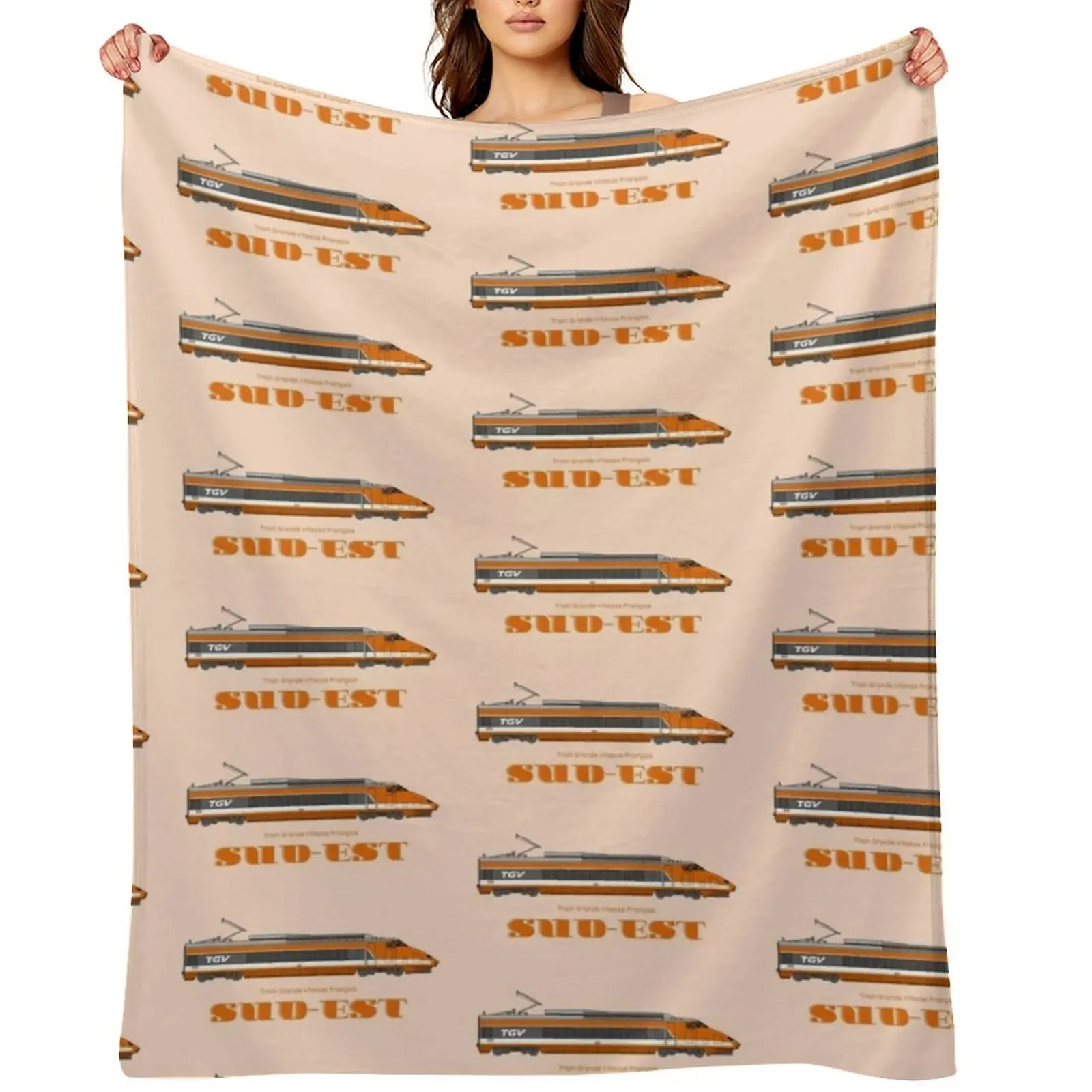 TGV Sud-Est قاطرة عمل فني رمي بطانية نزهة تأثيري أنيمي البطانيات وبطانيات قيلولة