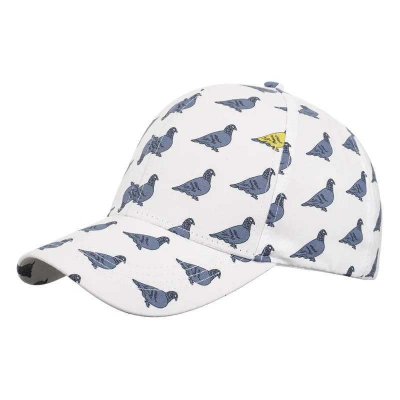 New printed pigeon baseball cap for men and women, hard-brimmed, personalized sunshade, Korean-style casual duckbill cap
