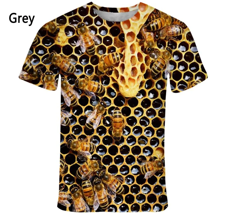 New Fashion Bee 3d Printed T-shirt Men\'s and Women\'s Summer Casual Short Sleeve Shirt Top