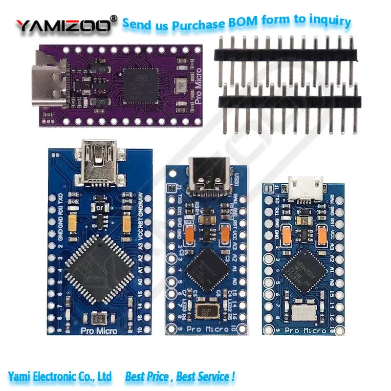 Type-C MINI USB Pro Micro für Arduino ATmega32U4 5V/16MHz 3.3V/8MHz Modul mit 2-reihigem Pin-Header Leonardo USB-Schnittstellenkarte – Detail 2