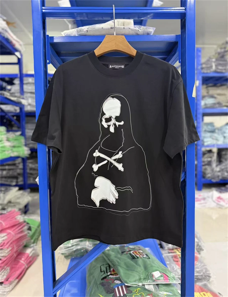 New Summer SS26 Trendy High Street Vintage Washed Skeleton Print Round Neck Short Sleeved Cotton Oversize Versatile T-shirt