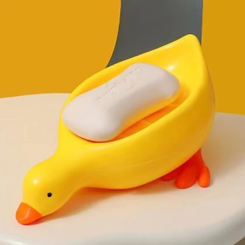 1 Pc Yellow Duck Shape Soap Box Cartoon Dish Drainable Holder Container for Tray Bathroom Accessories