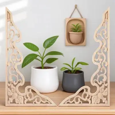 

2pcs Wooden Carved Onlay Decorative Wood Appliques For Cabinet Furniture Door Window Mirror Home Decor Unpainted Frame