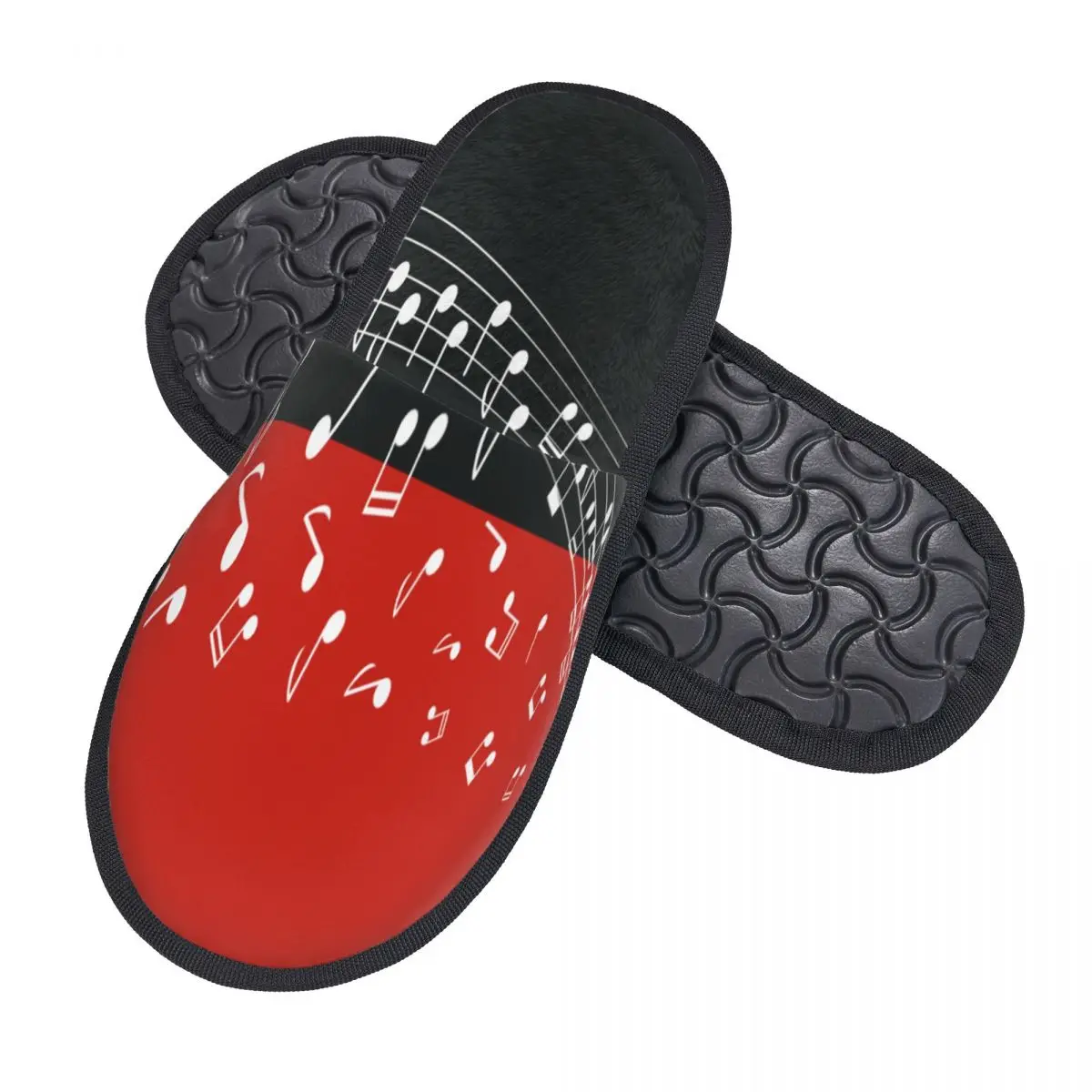 Plush Indoor Slippers Music Notes Warm Soft Shoes Home Footwear Autumn Winter