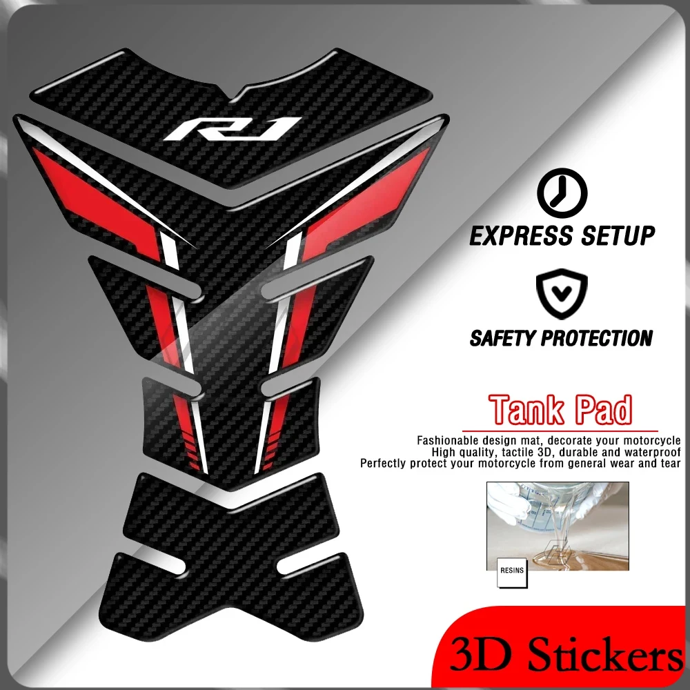 

For Yamaha YZF-R1 R1M Street GB Racing Motorcycle 3D Resin Carbon Fiber Appearance Fuel Tank Pad Protective Stickers Decoration