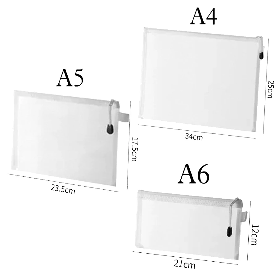 Transparent Mesh Zipper File Bag A4/A5/A6 Nylon Information Document Bag Puzzle Toys Sorting Bag Pencil Pouch Folder Storage Bag