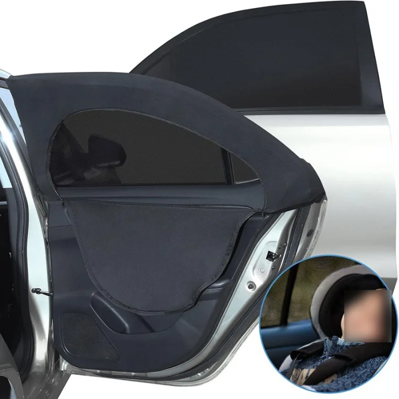 Zipper Car Mosquito Screen Curtain, Breathable Sun Protection Car Window Sun Shade Cover
